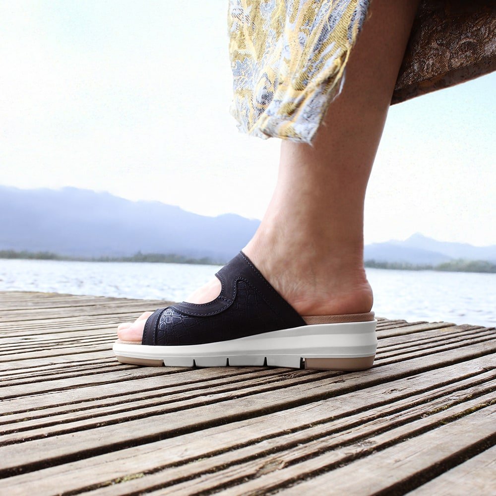 Minfot Sandal Komfort Bea Stretch Nubuck Navy