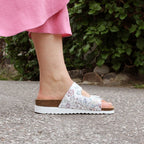 Minfot Sandaler Myk Bio Tropical Flowers Hvit