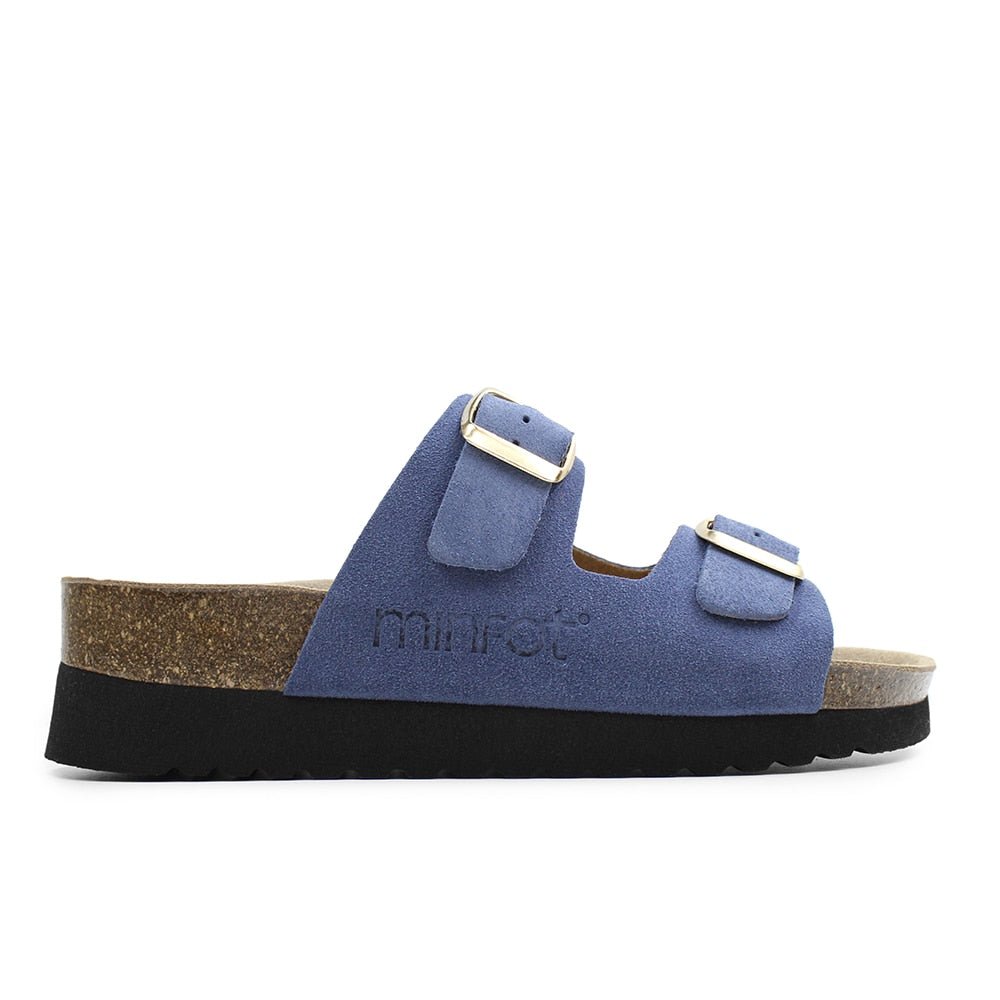 Minfot Moa Sandaler Dame Myk Bio Semsket Skinn Indigoblå