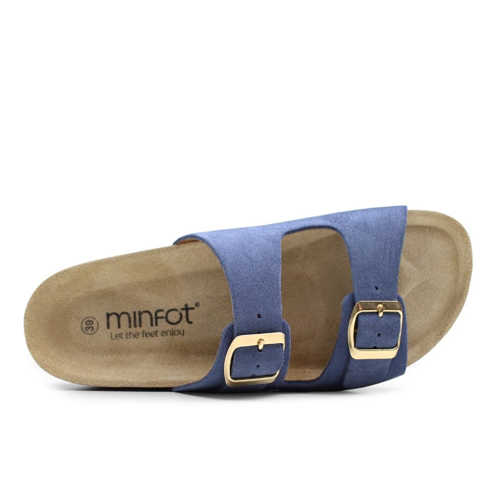 Minfot Moa Sandaler Dame Myk Bio Semsket Skinn Indigoblå