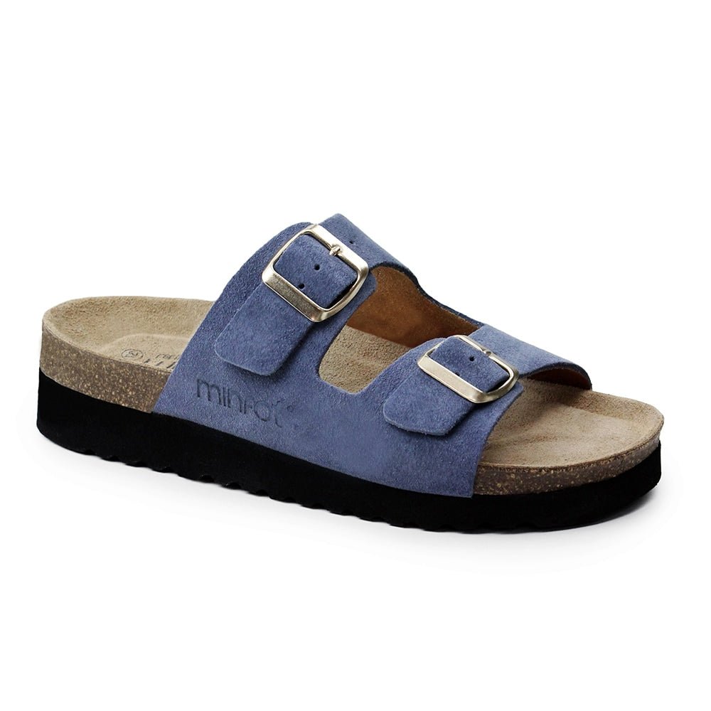 Minfot Moa Sandaler Dame Myk Bio Semsket Skinn Indigoblå
