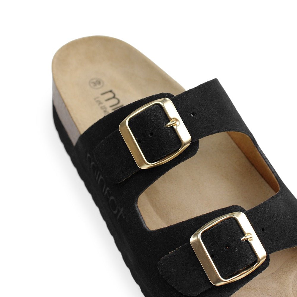 Minfot Moa Sandaler Dame Myk Bio Semsket Skinn Nero