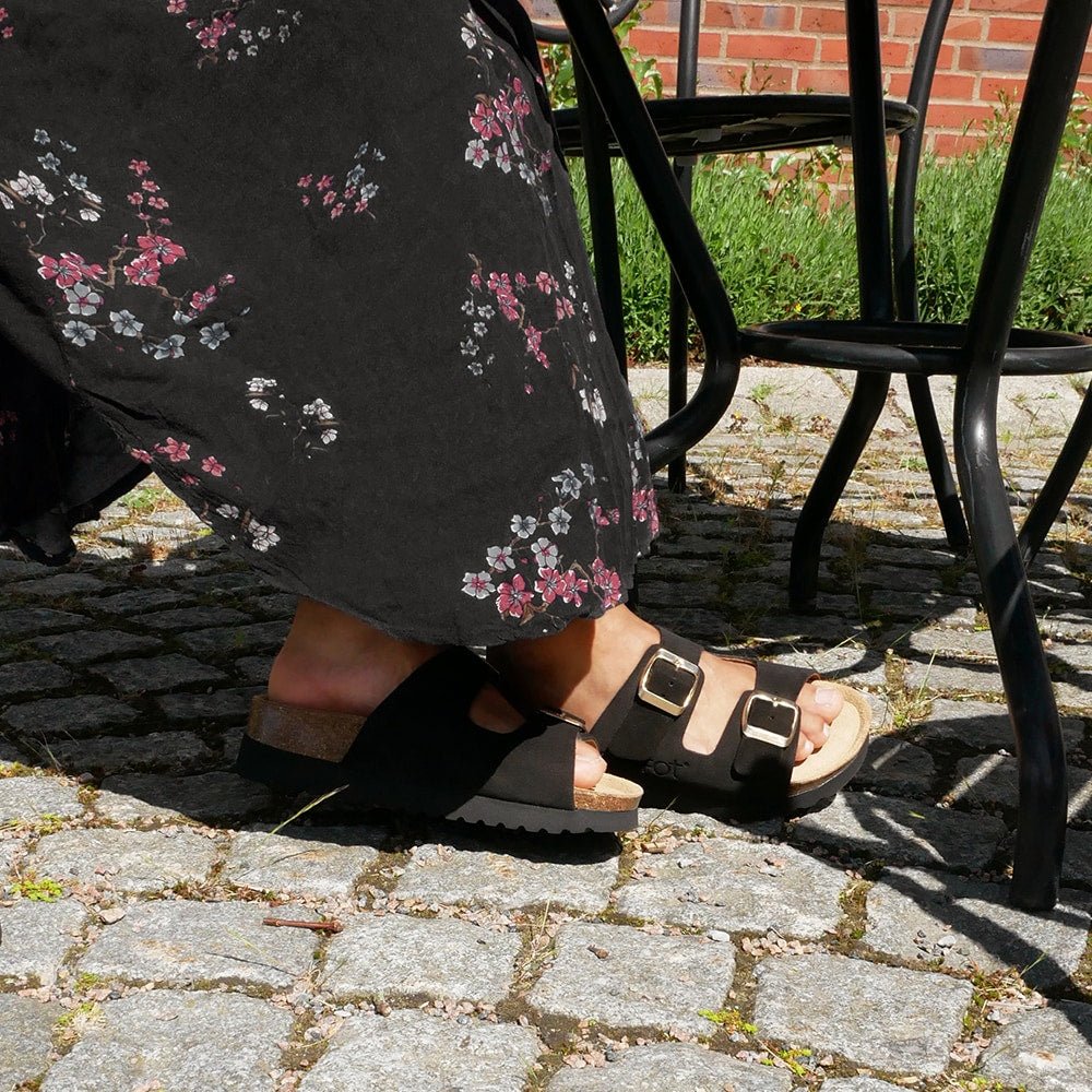 Minfot Moa Sandaler Dame Myk Bio Semsket Skinn Nero