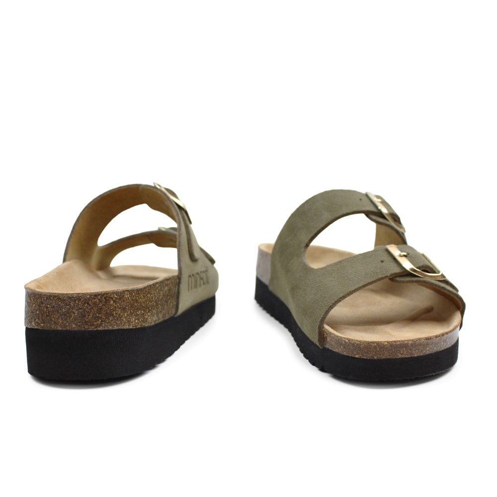 Minfot Moa Sandaler Dame Myk Bio Semsket Skinn Olive