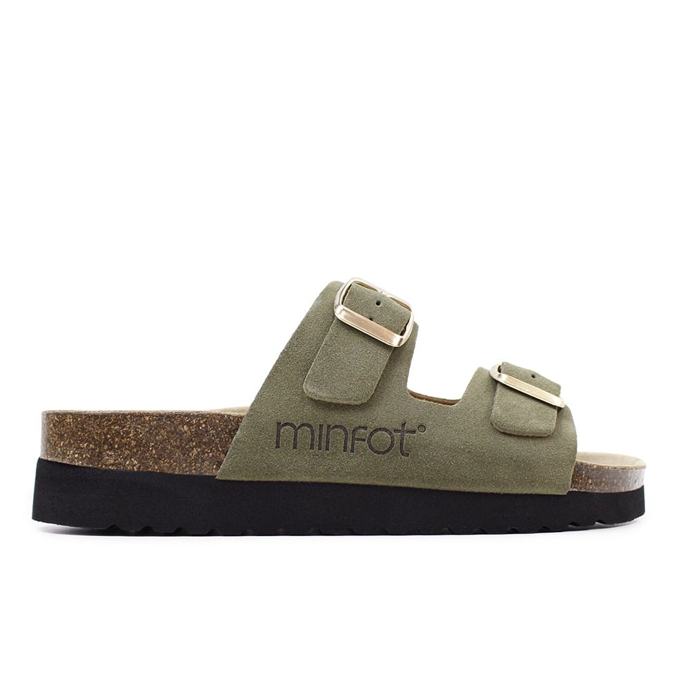 Minfot Moa Sandaler Dame Myk Bio Semsket Skinn Olive