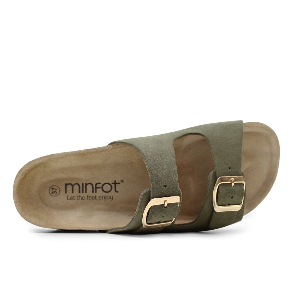 Minfot Moa Sandaler Dame Myk Bio Semsket Skinn Olive