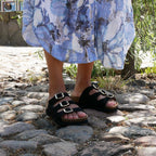 Minfot Sandal Myk Bio Nero Semsket skinn
