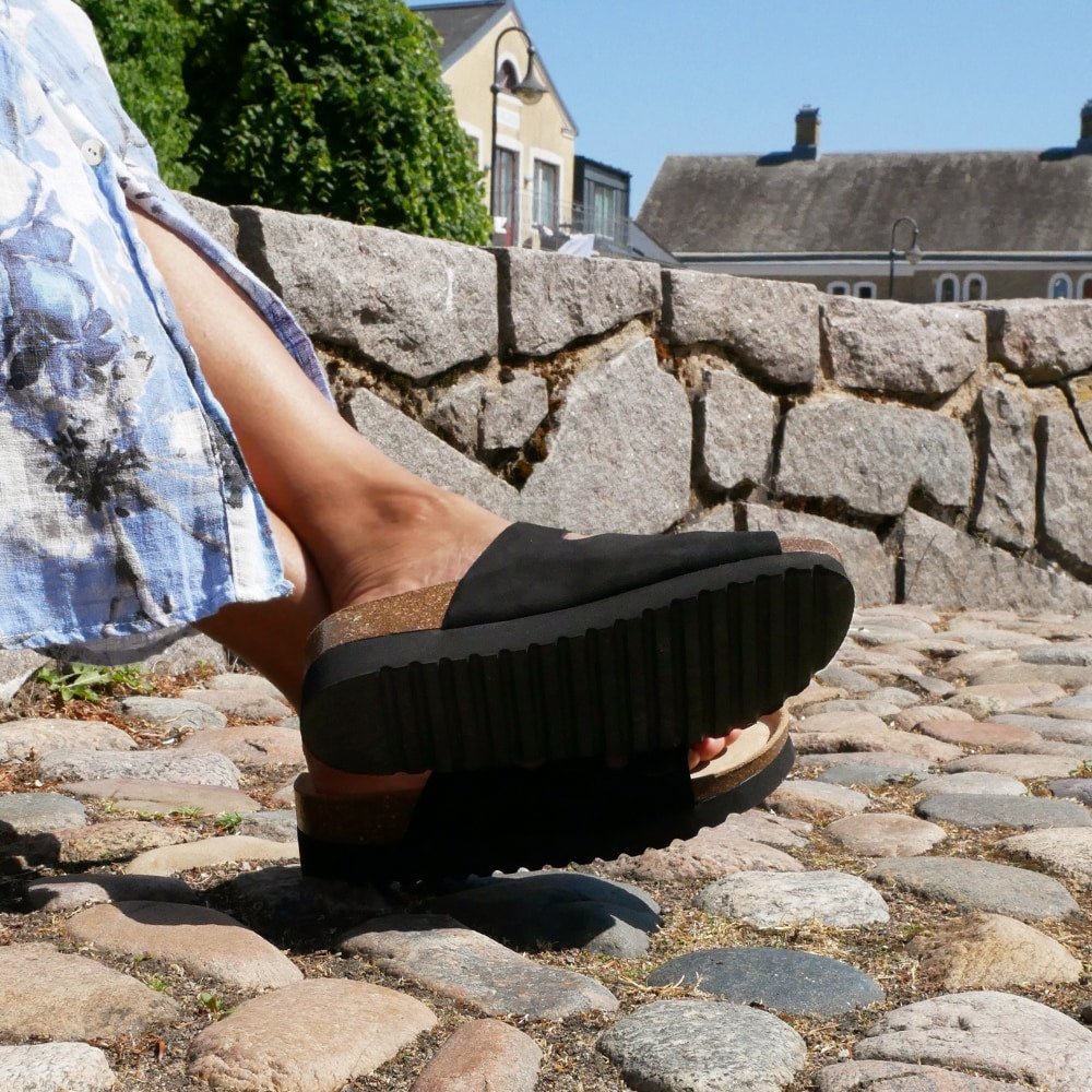 Minfot Sandal Myk Bio Nero Semsket skinn