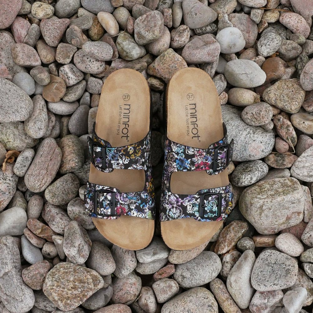 Minfot Sandaler Myk Bio Tropical Flowers Svart