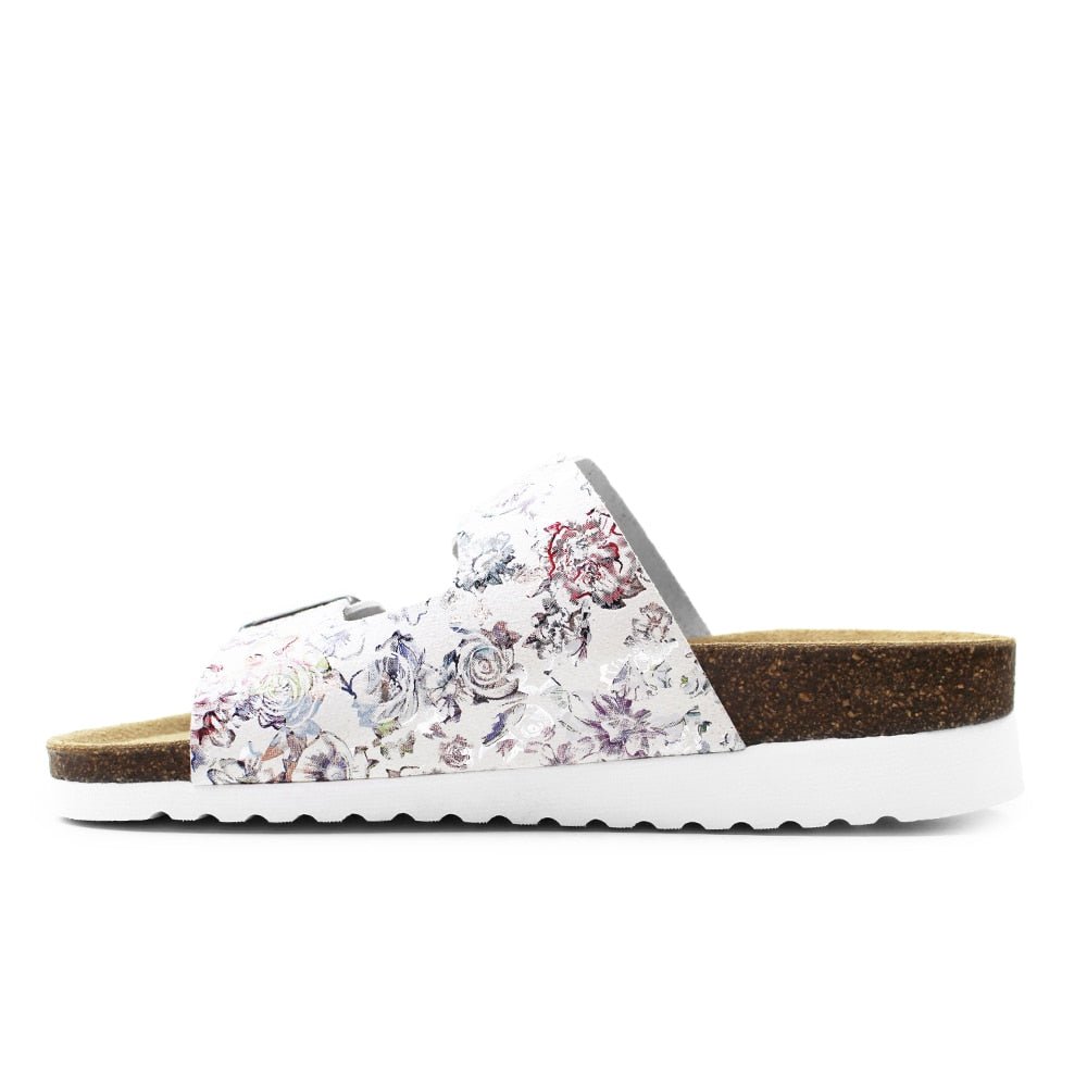 Minfot Sandaler Myk Bio Tropical Flowers Hvit