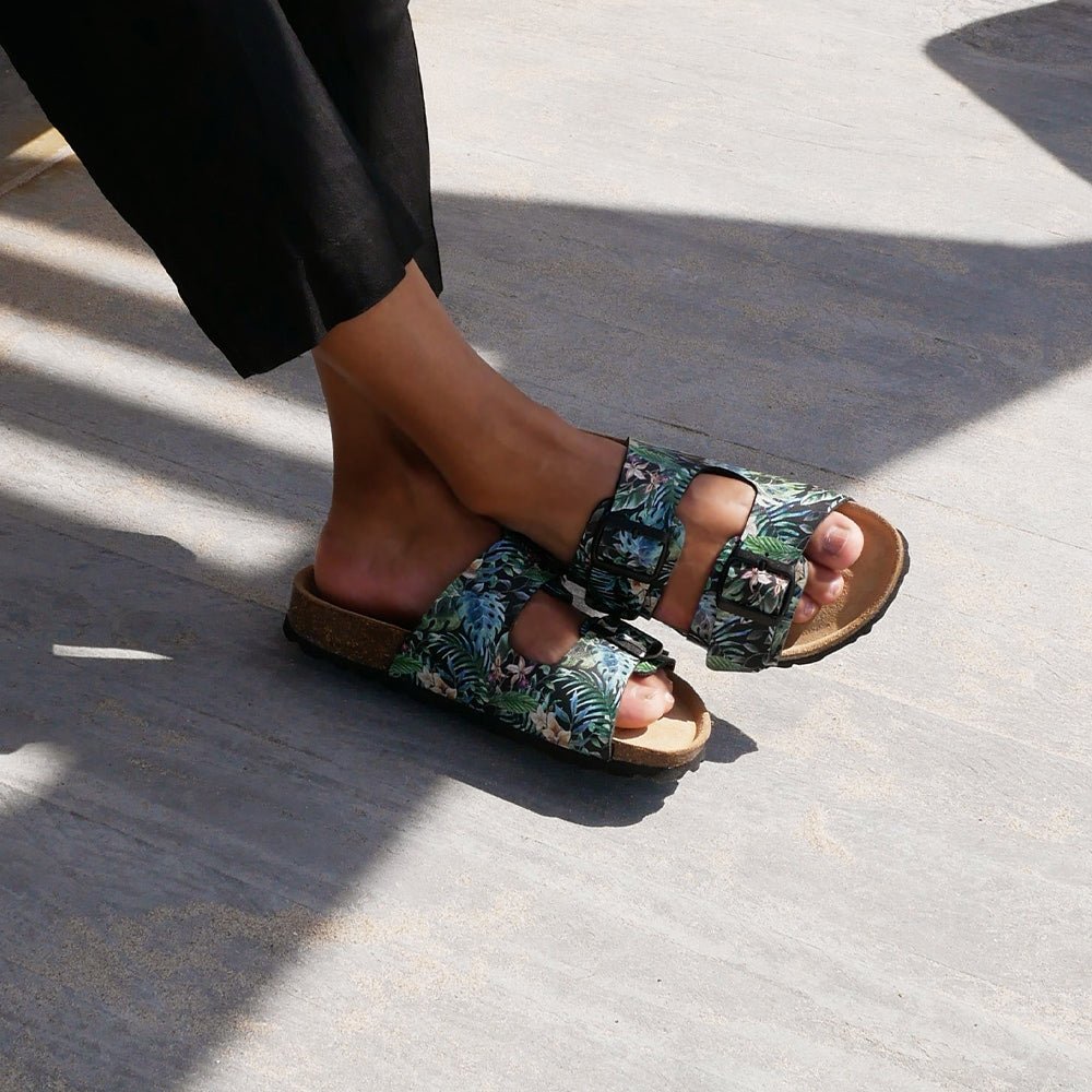 Minfot Softstep Sandaler Dame Biosandal 2-remmer Tropical Glow Svart