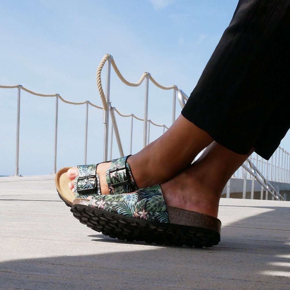 Minfot Softstep Sandaler Dame Biosandal 2-remmer Tropical Glow Svart