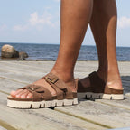 Minfot Upstep Lill Sandaler Dame Semsket Skinn Brun