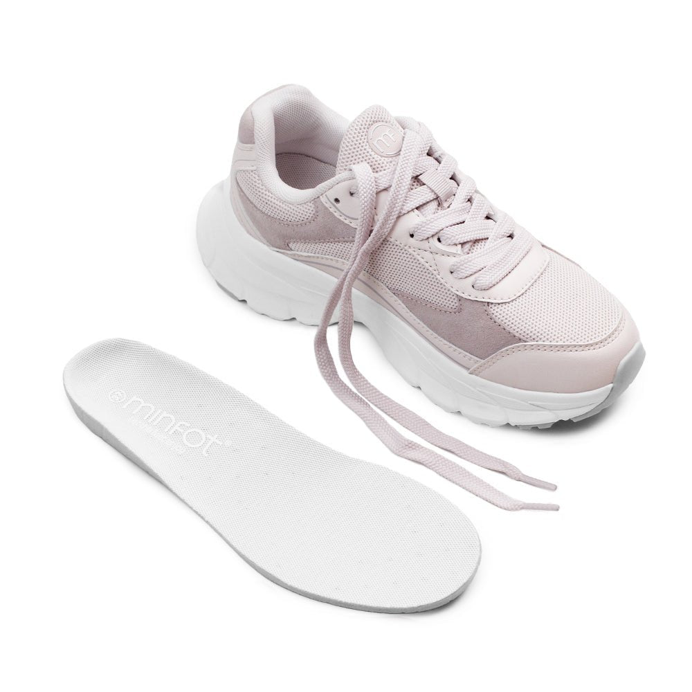 Minfot Joy Sneakers Dame Mesh Semsket skinn Rosa