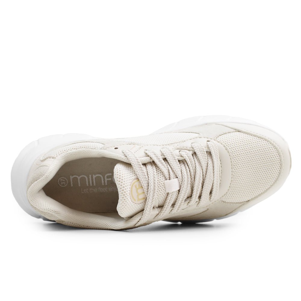 Minfot Joy Sneakers Dame Mesh Semsket skinn Sand
