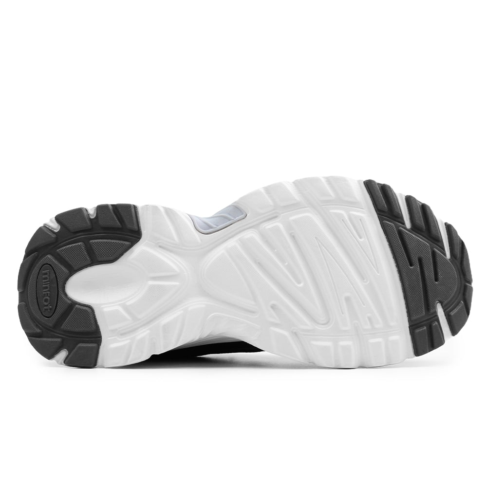 Minfot Joy Sneakers Dame Mesh Semsket skinn Svart Hvit