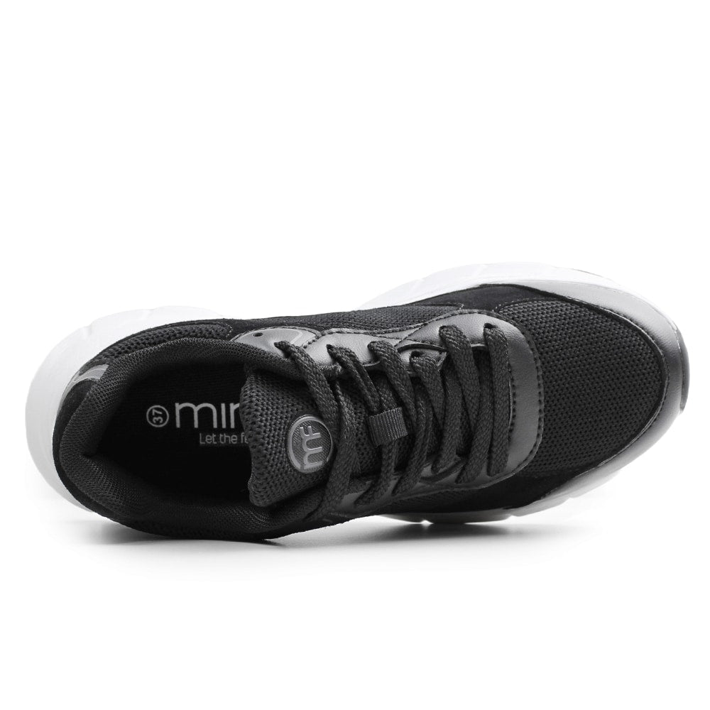 Minfot Joy Sneakers Dame Mesh Semsket skinn Svart Hvit