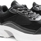 Minfot Joy Sneakers Dame Mesh Semsket skinn Svart Hvit