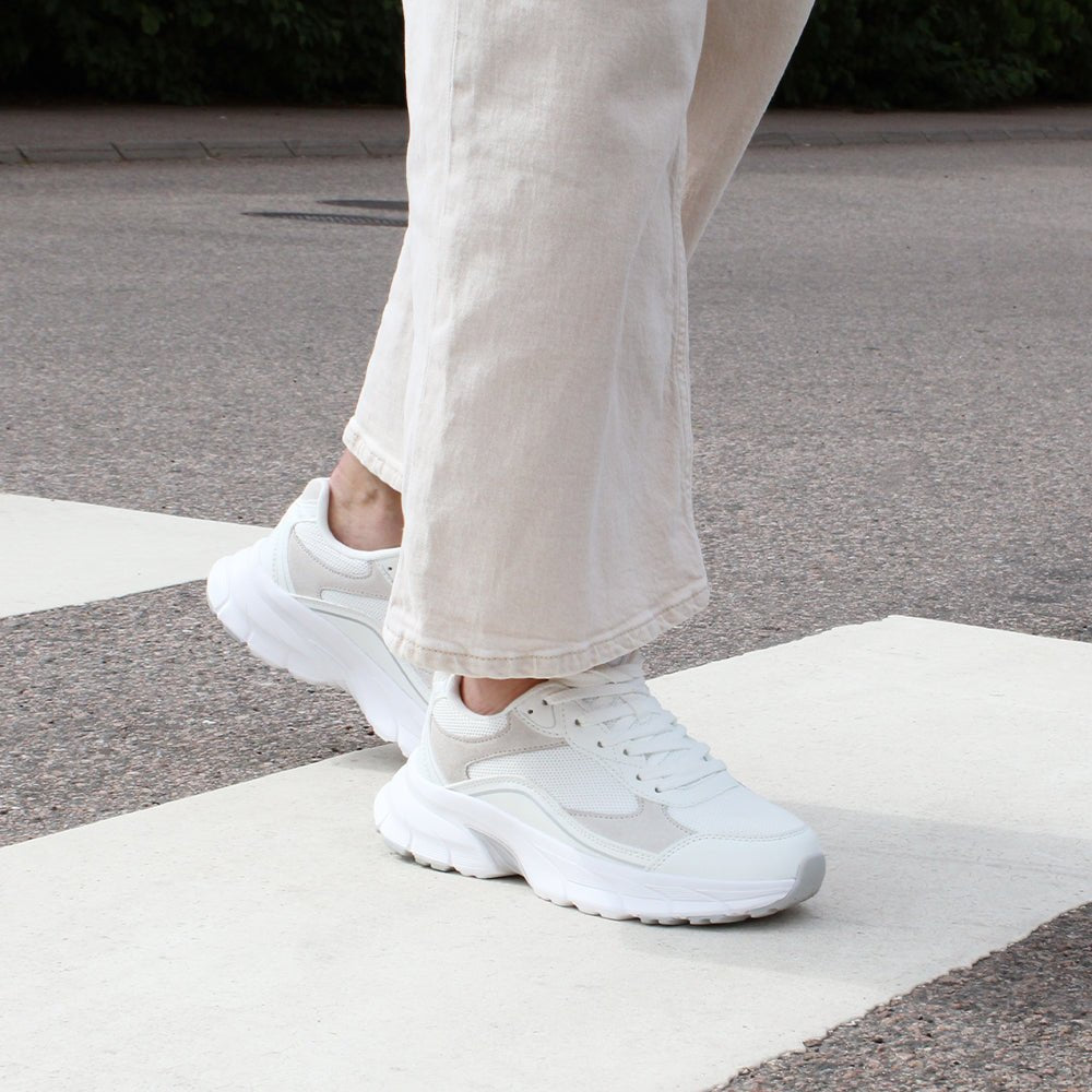 Minfot Joy Sneakers Dame Mesh Semsket skinn Hvit