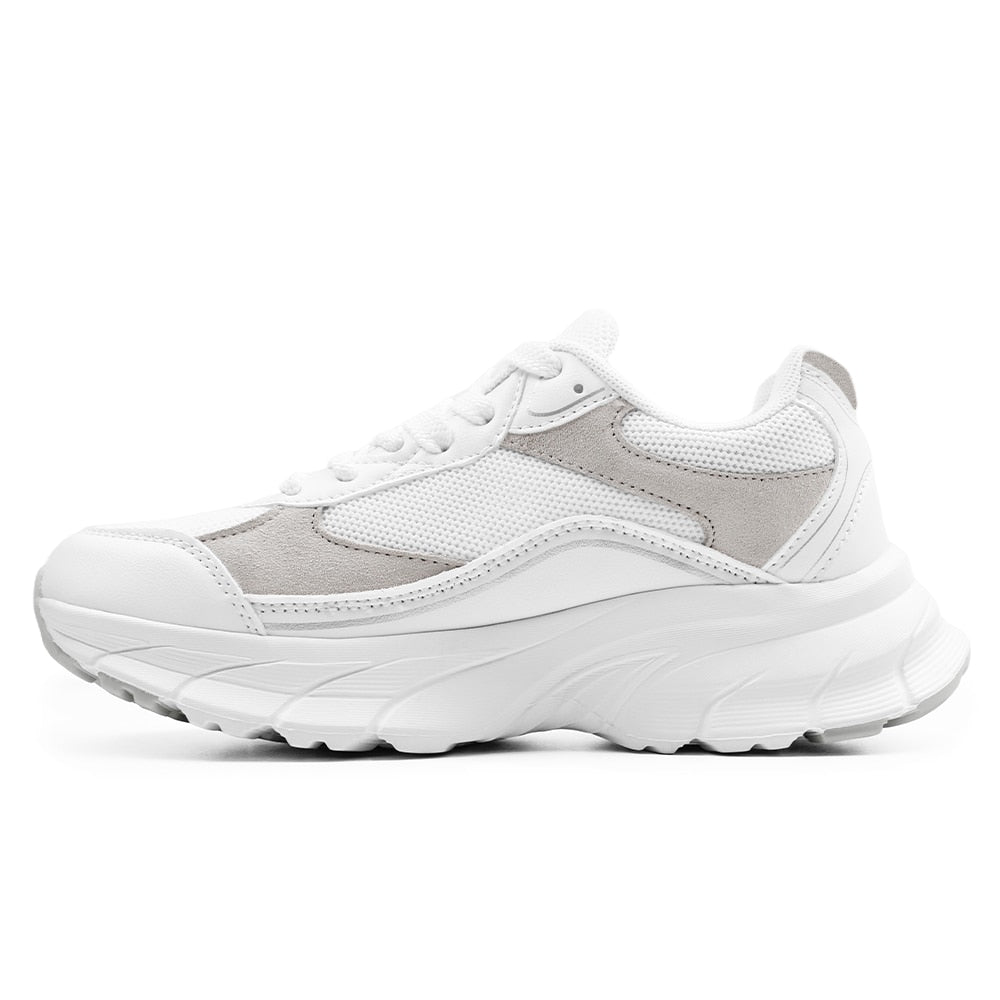 Minfot Joy Sneakers Dame Mesh Semsket skinn Hvit
