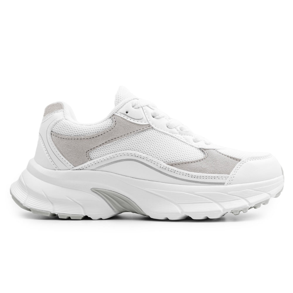Minfot Joy Sneakers Dame Mesh Semsket skinn Hvit