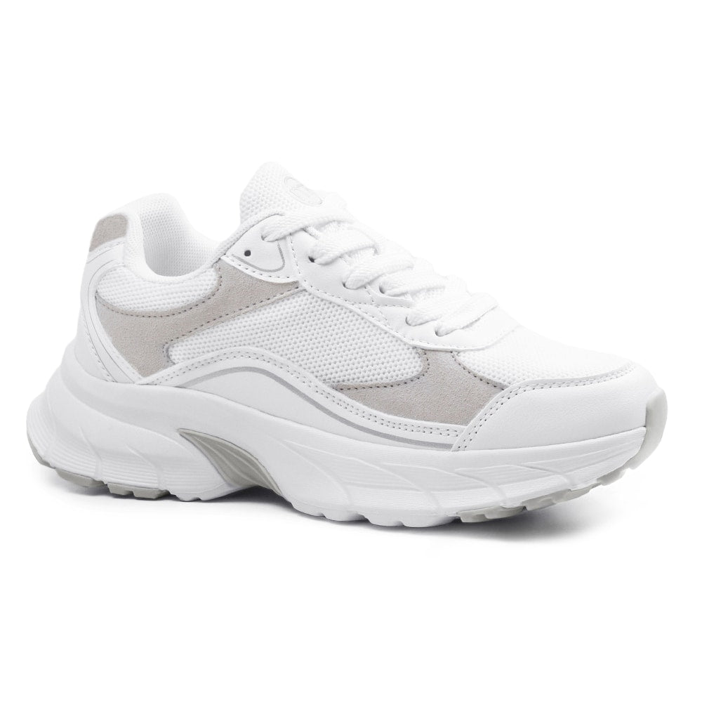 Minfot Sneaker Joy Dame Mesh Semsket skinn Hvit