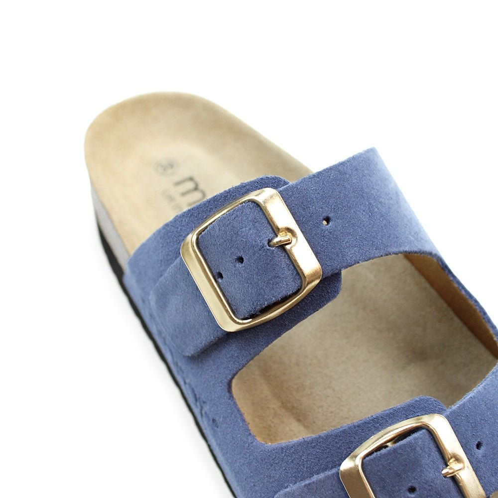 Minfot Moa Sandaler Dame Myk Bio Semsket Skinn Indigoblå