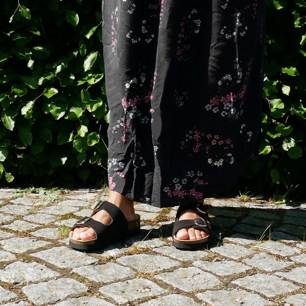 Minfot Moa Sandaler Dame Myk Bio Semsket Skinn Nero