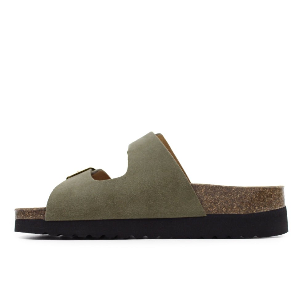 Minfot Moa Sandaler Dame Myk Bio Semsket Skinn Olive