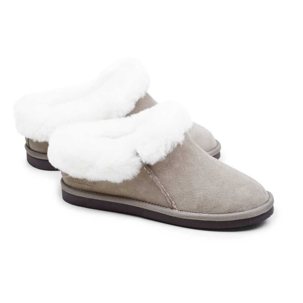 Minfot Saueskinnstøfler Bergen med såle Taupe