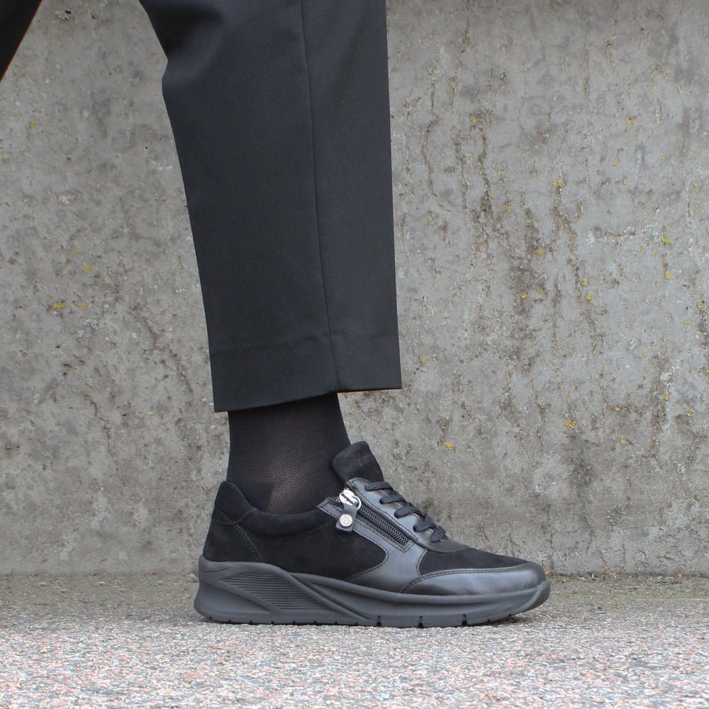 Minfot Vei Sneaker Stretch Nubuck Svart Oxid