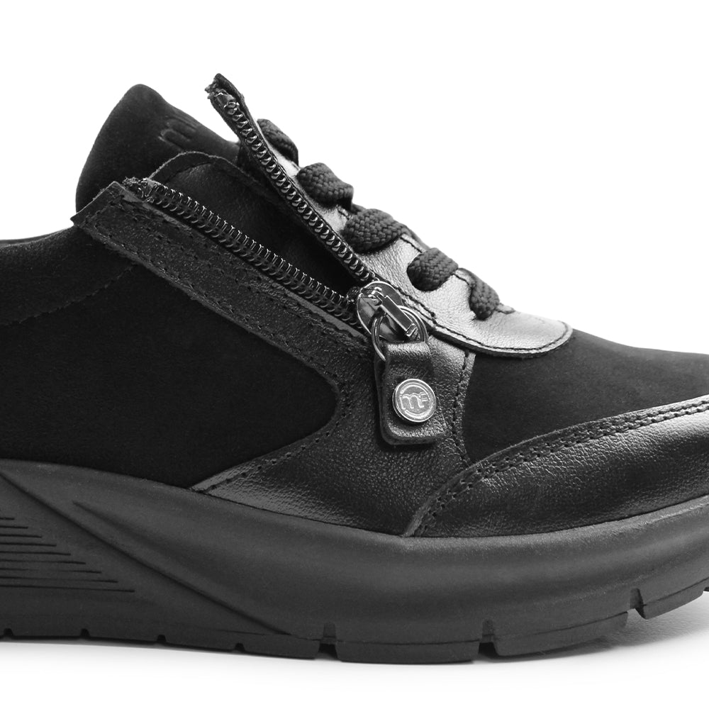 Minfot Vei Sneaker Stretch Nubuck Svart Oxid