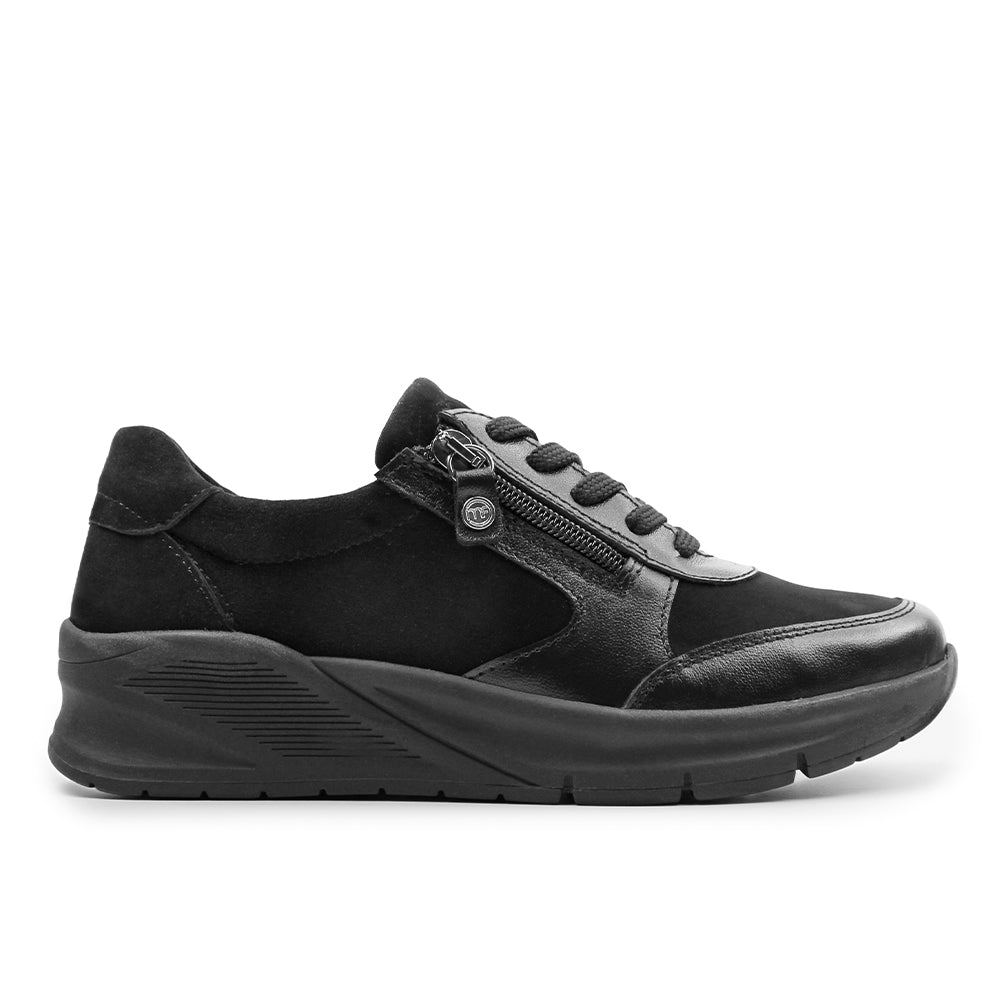 Minfot Vei Sneaker Stretch Nubuck Svart Oxid