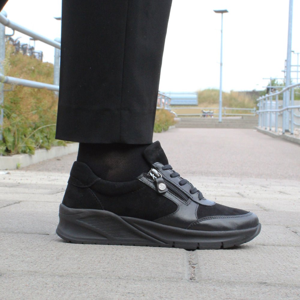 Minfot Vei Sneaker Stretch Nubuck Svart Oxid