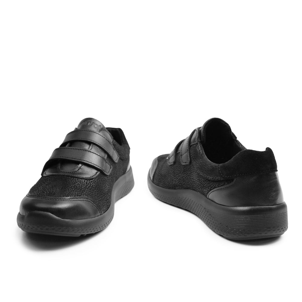 Minfot Way Sneaker Bred Stretch med Borrelås Svart