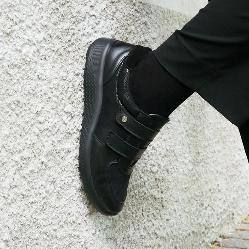 Minfot Way Sneaker Bred Stretch med Borrelås Svart