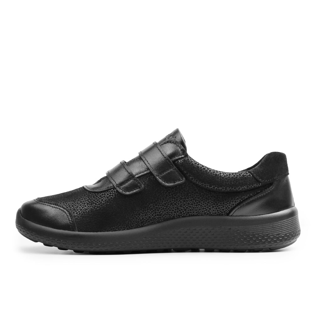 Minfot Way Sneaker Bred Stretch med Borrelås Svart