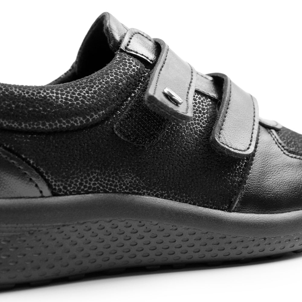 Minfot Way Sneaker Bred Stretch med Borrelås Svart