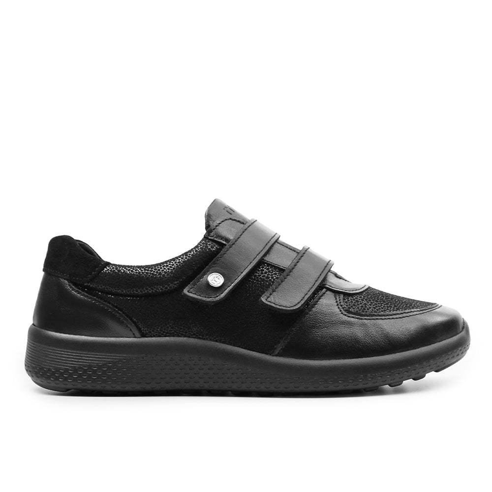 Minfot Way Sneaker Bred Stretch med Borrelås Svart