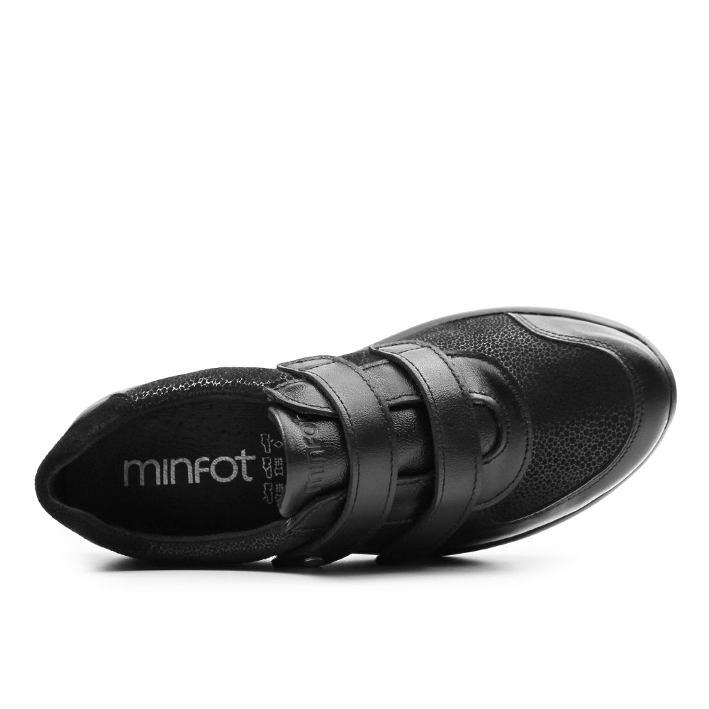 Minfot Way Sneaker Bred Stretch med Borrelås Svart