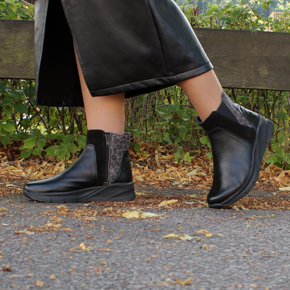Produktbild 2 - Minfot Zon Chelsea boots med zip Stretch Skinn Svart Leopard