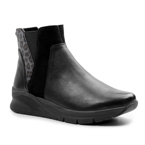 Minfot Zon Chelsea boots med zip Stretch Skinn Svart Leopard