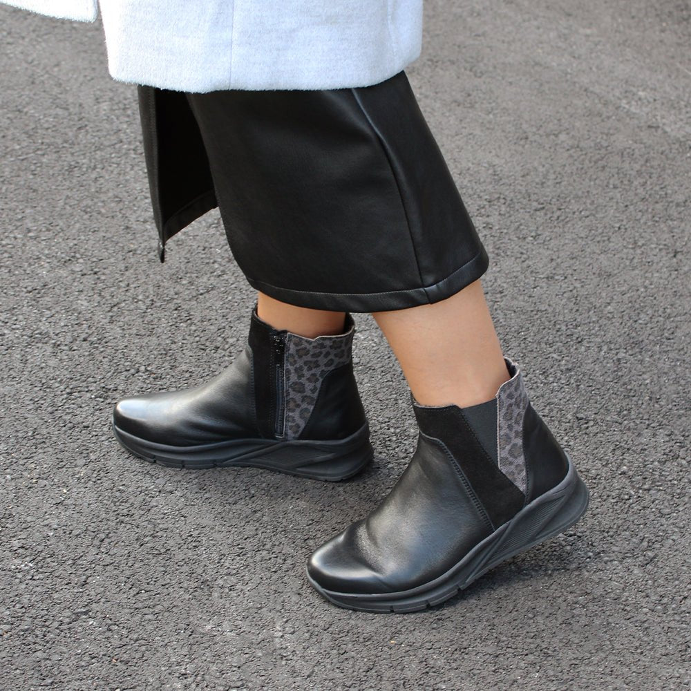 Produktbild 13 - Minfot Zon Chelsea boots med zip Stretch Skinn Svart Leopard