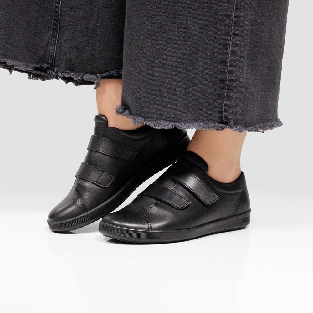 Minfot Aveny Skinn Sneaker med Borrelås Svart