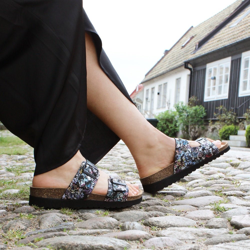 Minfot Sandaler Myk Bio Tropical Flowers Svart