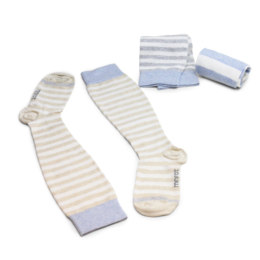 Produktbild 10 - Minfot Randiga Stödstrumpor Ekologisk Bomull Strand 3-pack