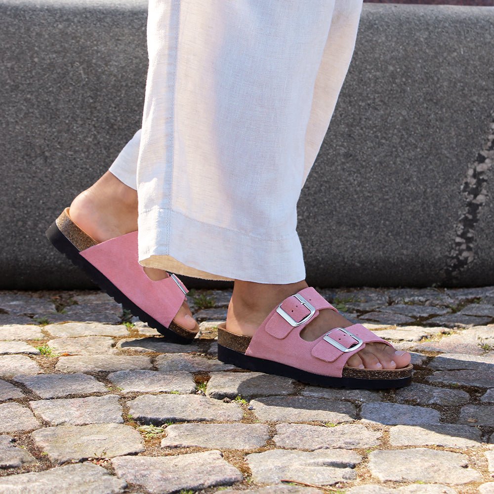 Minfot Moa Sandaler Dame Bio Semsket Skinn Antikk Rosa