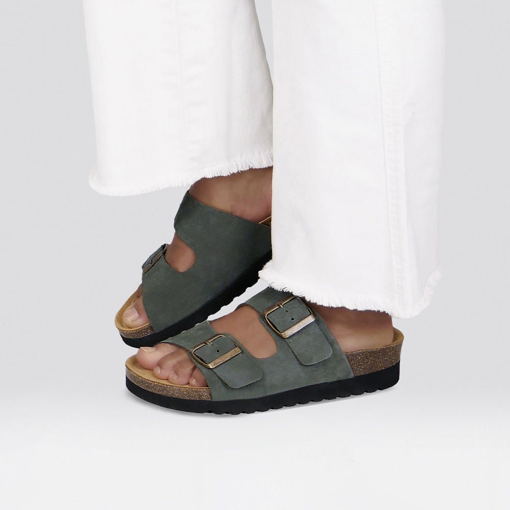 Minfot Moa Sandaler Dame Myk Bio Semsket Skinn Grønn