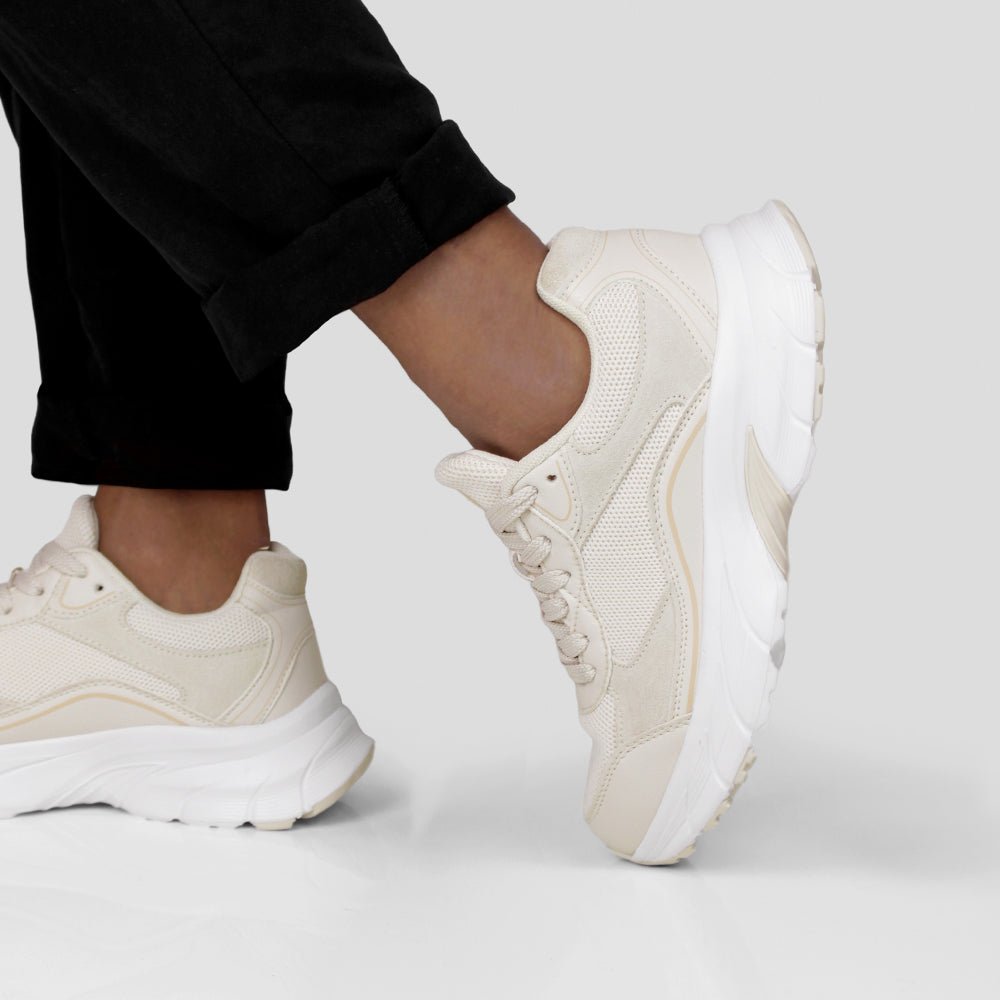 Minfot Joy Sneakers Dame Mesh Semsket skinn Sand