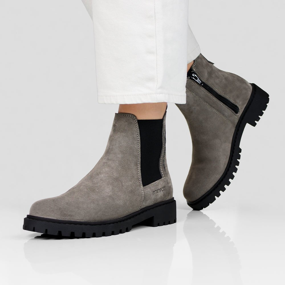 Minfot Ribe Chelsea boots Zip Semsket skinn Taupe
